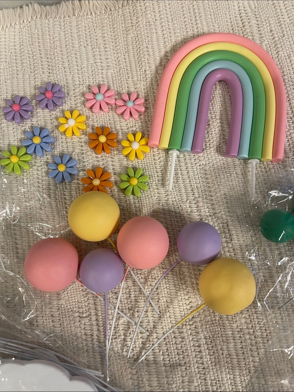 Pastel Rainbow and Flower Cake/Cupcake Toppers 🌺